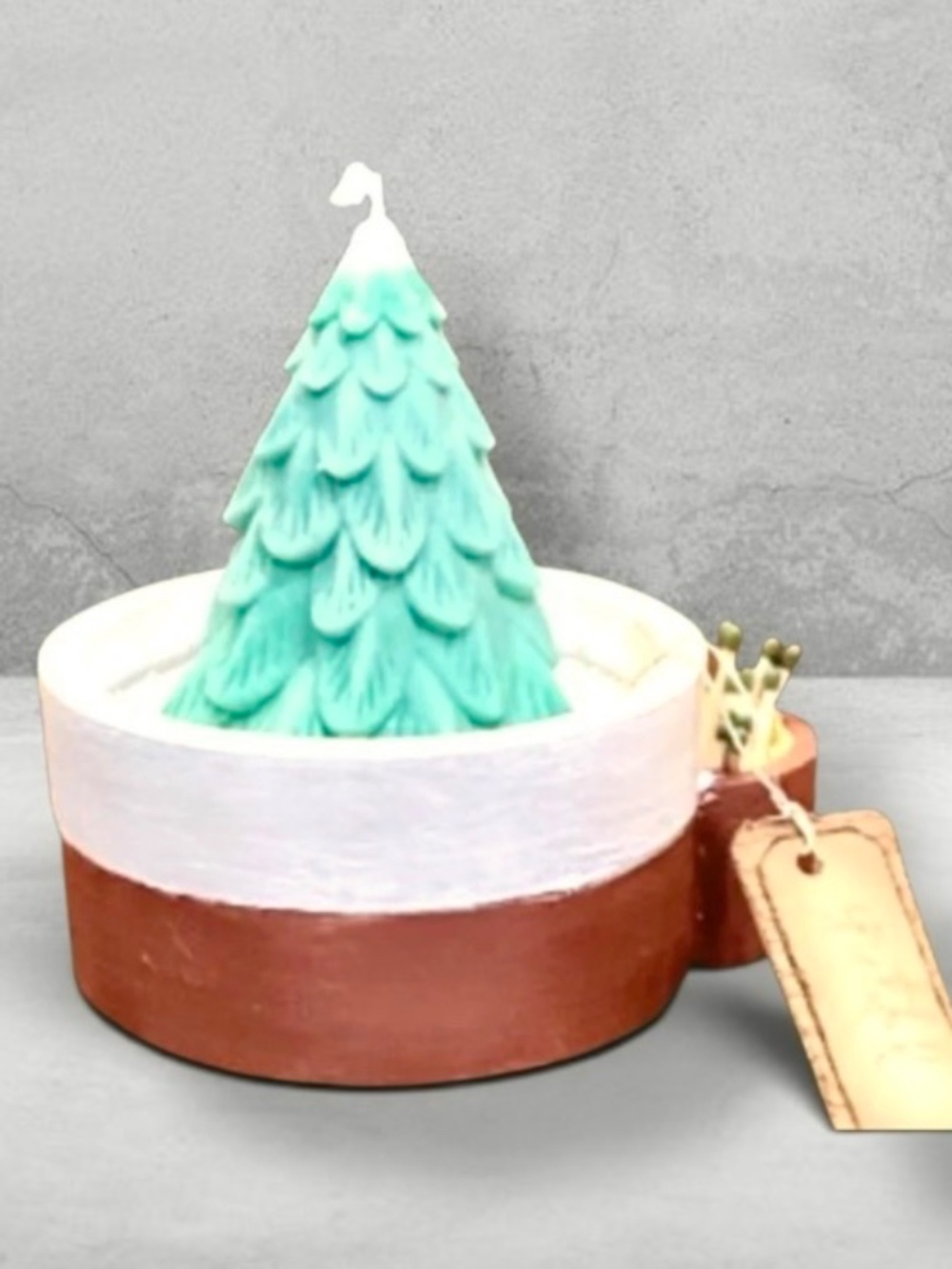100% Soy Candle in Concrete Resin Bowl with Match Holder & Wax Tree